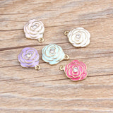 10pcs Camellia Flowers Alloy Charms DIY Jewelry Making Findings
