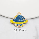 10pcs/Lot Enamel Planet Metal Moon Universe Charms DIY Necklace Pendant