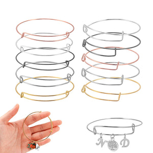 10pcs Adjustable Wire Bangle Bracelets for DIY Jewelry Making