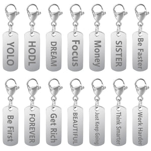 10pcs Stainless Steel Letters Pendant Charm Word Tags DIY Keychain Bracelet