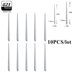 10pcs G23 Titanium Puncture Needle Guide Belly Lip Ear Eyebrow Tools