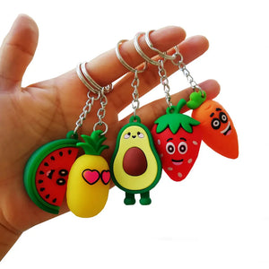 10pcs Girl Heart Avocado Keychain Bag Coin Purse PVC Toy Pendant