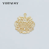 10pcs Brass Filigree Charm Pendants 28x26mm Lead Nickel Free