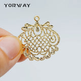 10pcs Brass Filigree Charm Pendants 28x26mm Lead Nickel Free