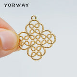 10pcs Plated Brass Filigree Charm Pendants 29x27mm