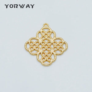 10pcs Plated Brass Filigree Charm Pendants 29x27mm
