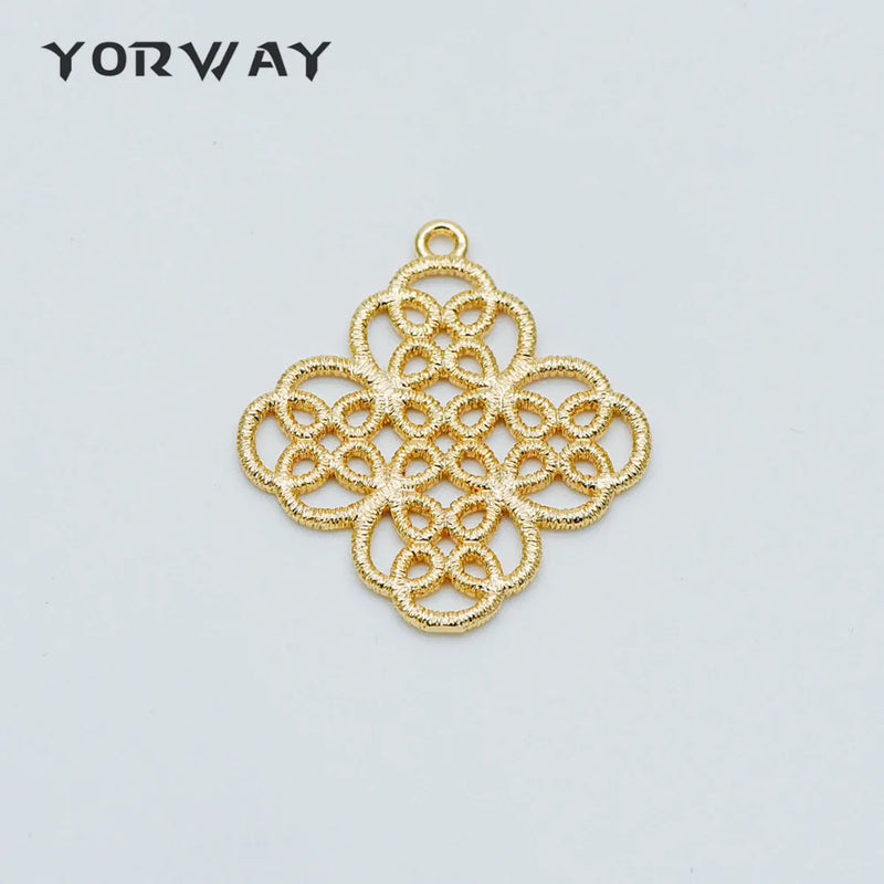 10pcs Plated Brass Filigree Charm Pendants 29x27mm