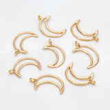 10pcs Plated Brass Moon Charms 16x10mm Lead Nickel Free