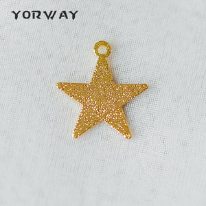 10pcs Matte Flat Star Brass Charms 14mm