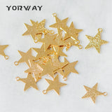 10pcs Matte Flat Star Brass Charms 14mm