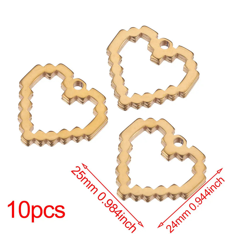 10pcs Stainless Steel Heart Earring Charms for DIY Jewelry Making