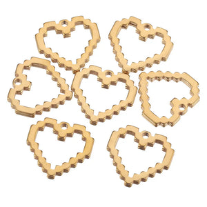 10pcs Stainless Steel Heart Earring Charms for DIY Jewelry Making