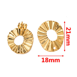 10pcs Stainless Steel Flower Oval Earrings Posts for DIY Jewelry Making