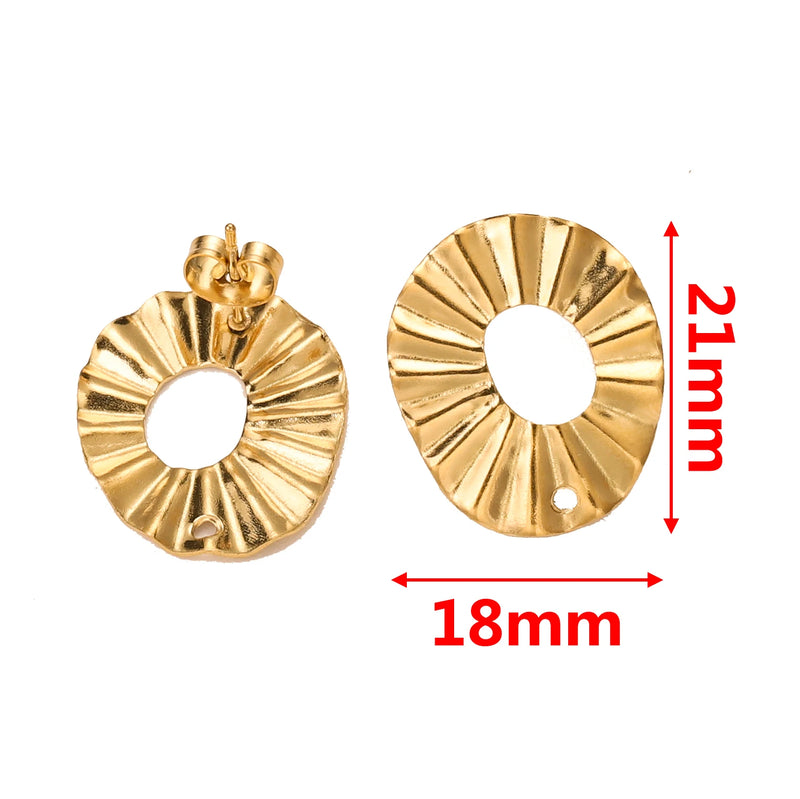 10pcs Stainless Steel Flower Oval Earrings Posts for DIY Jewelry Making