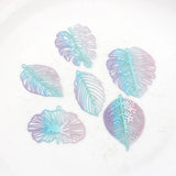10pcs Gradient Rainbow Copper Hollow Leaf Charms Pendant DIY Jewelry Earring