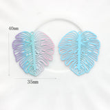 10pcs Gradient Rainbow Copper Hollow Leaf Charms Pendant DIY Jewelry Earring