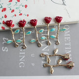 10pcs/Lot Rose Flower Enamel Charms KC Alloy Jewelry Pendant Diy Accessories