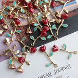 10pcs/Lot Rose Flower Enamel Charms KC Alloy Jewelry Pendant Diy Accessories