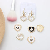 10pcs Heart Shape Pearl Enamel Charms Pendant for DIY Jewelry Making
