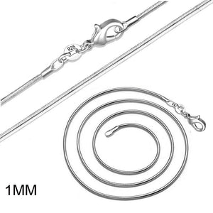 10pcs 1MM Silver Plated Snake Chain Necklaces 16-24 Inches Bulk