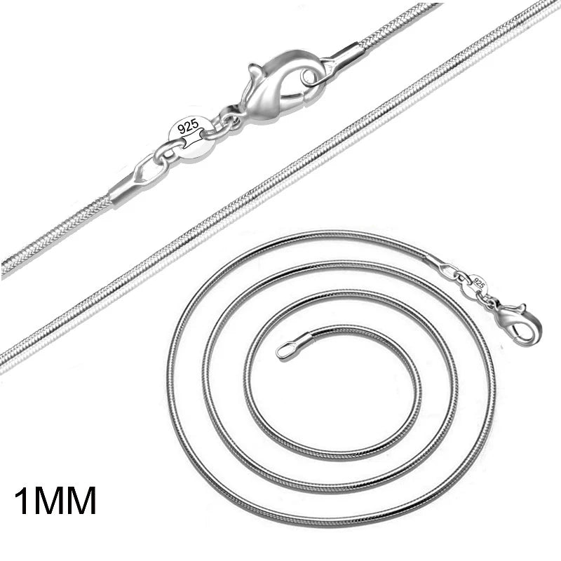 10pcs 1MM Silver Plated Snake Chain Necklaces 16-24 Inches Bulk