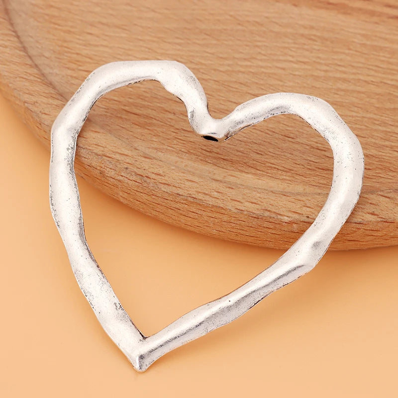 10pcs Hammered Open Heart Charms Pendants for Jewelry Making