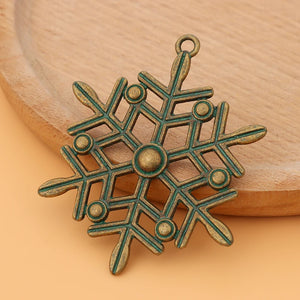 10pcs Large Snowflake Antique Bronze Patina Charms Pendants