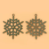 10pcs Large Snowflake Antique Bronze Patina Charms Pendants