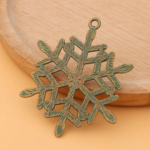 10pcs Large Snowflake Antique Bronze Patina Charms Pendants