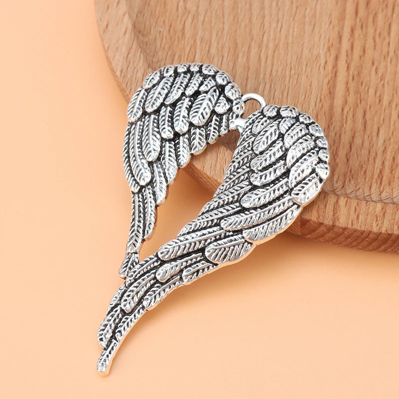 10pcs Tibetan Silver Angel Wings Feather Charms Pendants for Jewelry Making