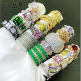 10pcs/Lot CZ Brass Plated Round Rings For Women