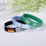10pcs/Lot 21 Flag Bracelet Sports Friendship Wristband National Flag Bangle