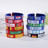 10pcs/Lot 21 Flag Bracelet Sports Friendship Wristband National Flag Bangle