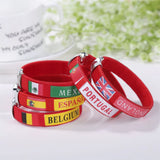 10pcs/Lot 21 Flag Bracelet Sports Friendship Wristband National Flag Bangle