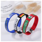 10pcs/Lot 21 Flag Bracelet Sports Friendship Wristband National Flag Bangle