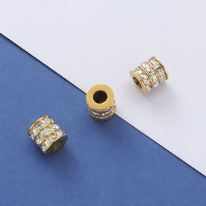 10pcs Micro Pave Zircon Charms Stainless Steel Space Beads for DIY Bracelet