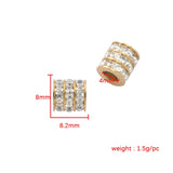 10pcs Micro Pave Zircon Charms Stainless Steel Space Beads for DIY Bracelet
