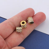 10pcs Micro Pave Zircon Charms Stainless Steel Space Beads for DIY Bracelet