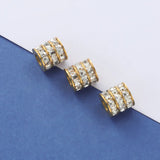 10pcs Micro Pave Zircon Charms Stainless Steel Space Beads for DIY Bracelet