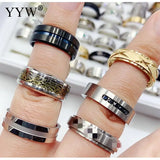 10pcs Mix Titanium Steel Finger Ring With Rhinestone Punk Unisex 17-21 Anillos