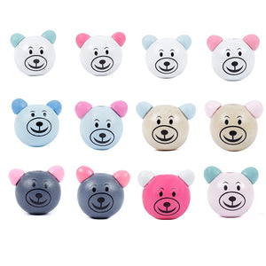 10pc Wooden Animal Bear Head Beads for DIY Pacifier Clip Necklace