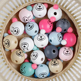 10pc Wooden Animal Bear Head Beads for DIY Pacifier Clip Necklace