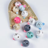 10pc Wooden Animal Bear Head Beads for DIY Pacifier Clip Necklace