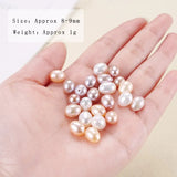 10pcs Natural Freshwater Pink Pearl Bead 8-9mm Half Hole Loose Spacer Beads