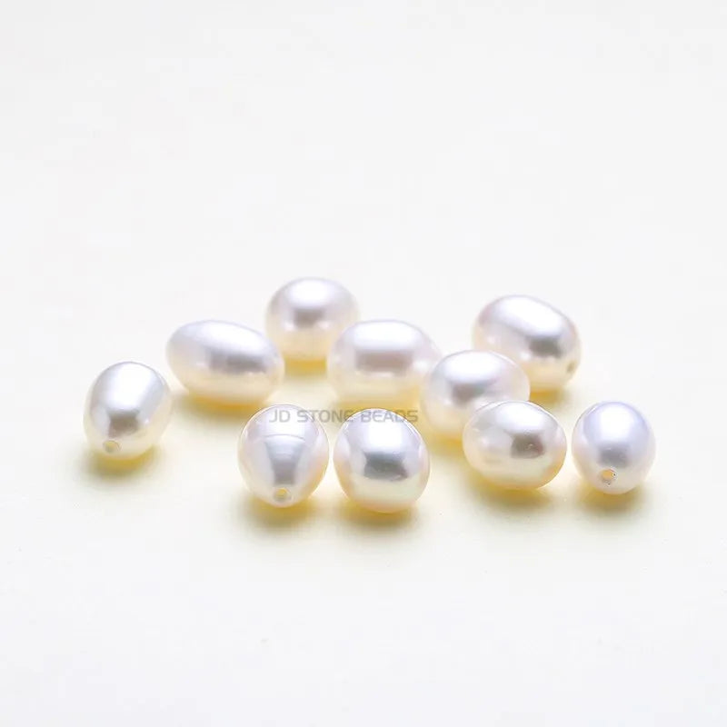 10pcs Natural Freshwater Pink Pearl Bead 8-9mm Half Hole Loose Spacer Beads