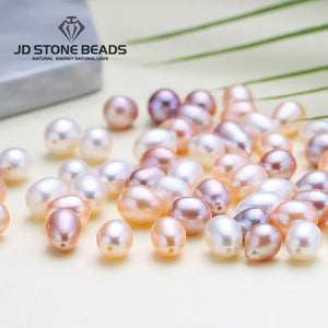 10pcs Natural Freshwater Pink Pearl Bead 8-9mm Half Hole Loose Spacer Beads