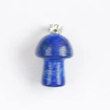 Natural Pink Quartz Opal Lapis Lazuli Crystal Mushroom Pendant Charm