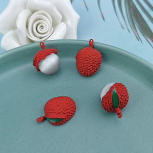 10pcs Lychee Shape Charms Painted Alloy Jewelry DIY Accessories
