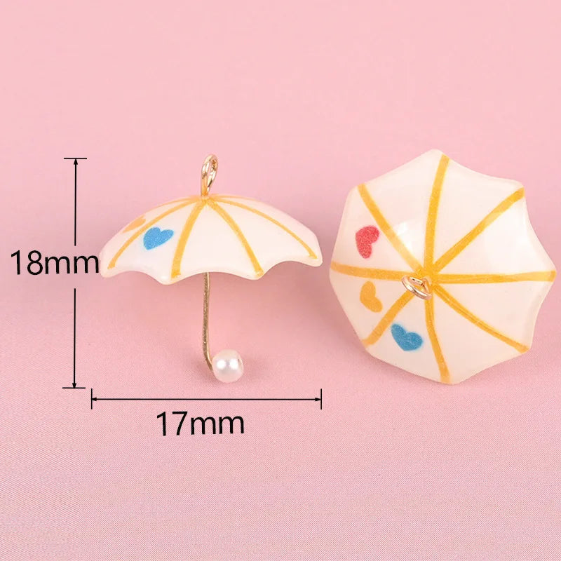 10pcs Mini Umbrella Pearl Beads DIY Jewelry Charms Craft