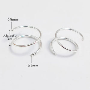 10pcs 925 Sterling Silver Nose Hoop Spiral Ring Piercing Jewelry
